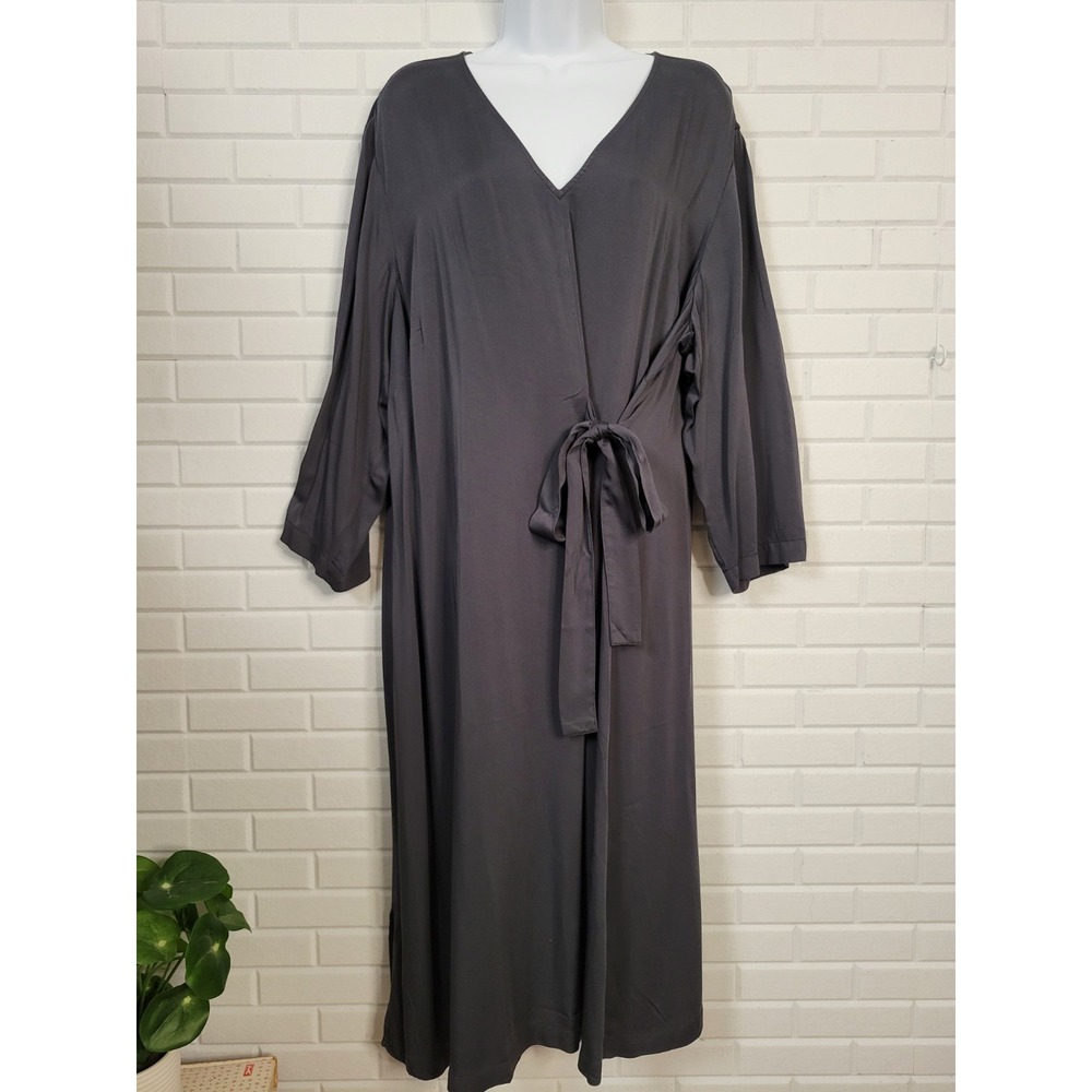 Pure Jill Side Tie Dress Size 2X Faux Wrap Minimalist Lagenlook‎ Sustainable - Picture 2 of 9